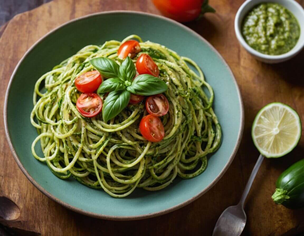 Zucchini-Nudeln mit Pesto - Einfache Pasta Rezepte mit wenigen Zutaten für schnelle Gerichte