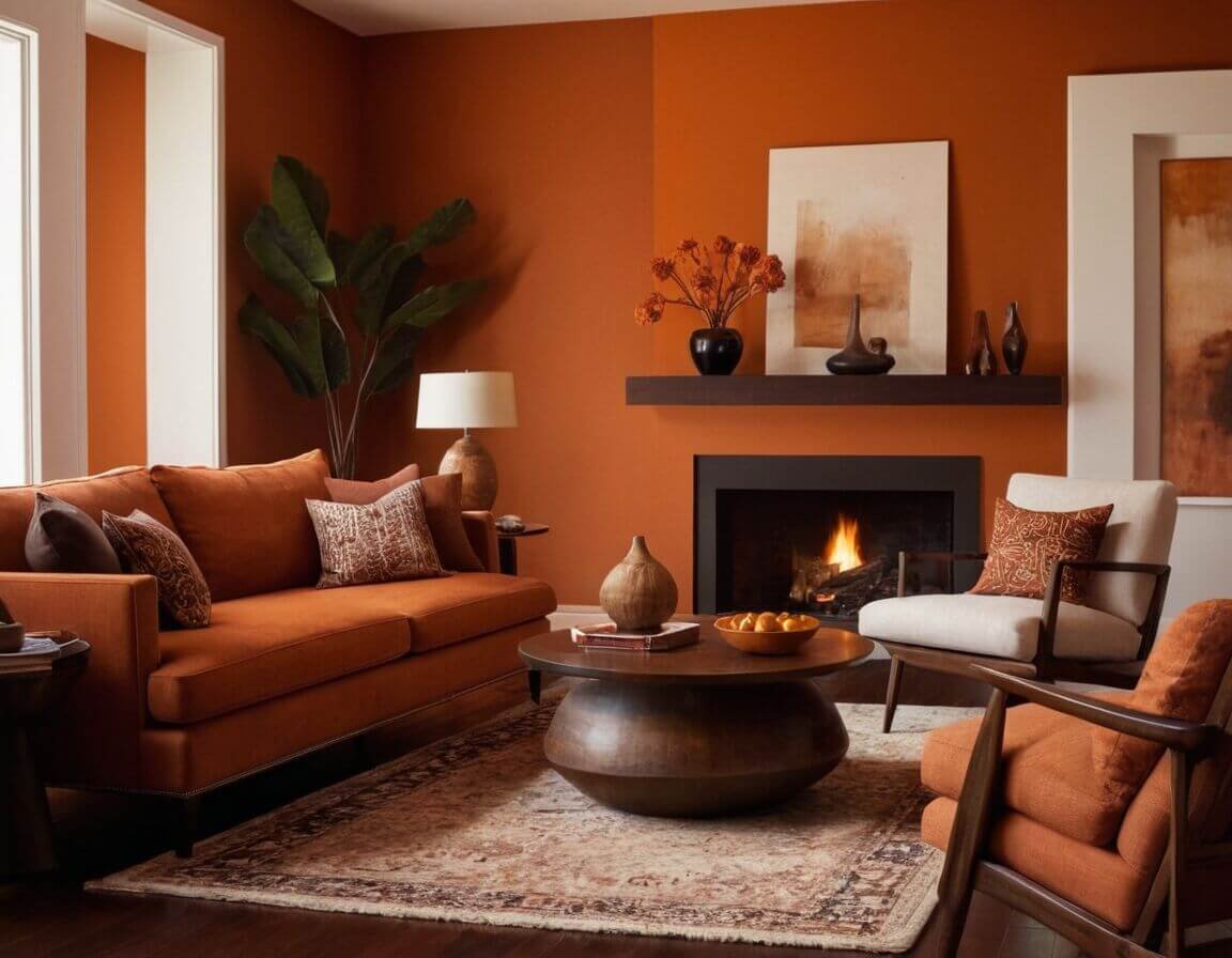 Dunkelbraun für warme, erdige Akzente - Farbkombinationen: Welche Farbe passt zu Orange für ein harmonisches Wohnambiente?