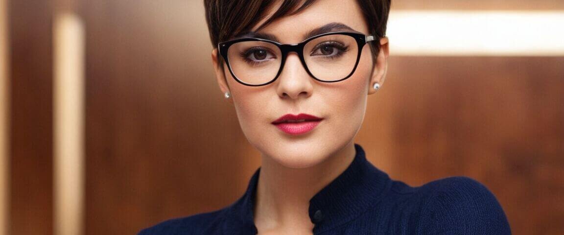 Freche Pixie Cut mit Brille: Der perfekte Look für modische Frauen