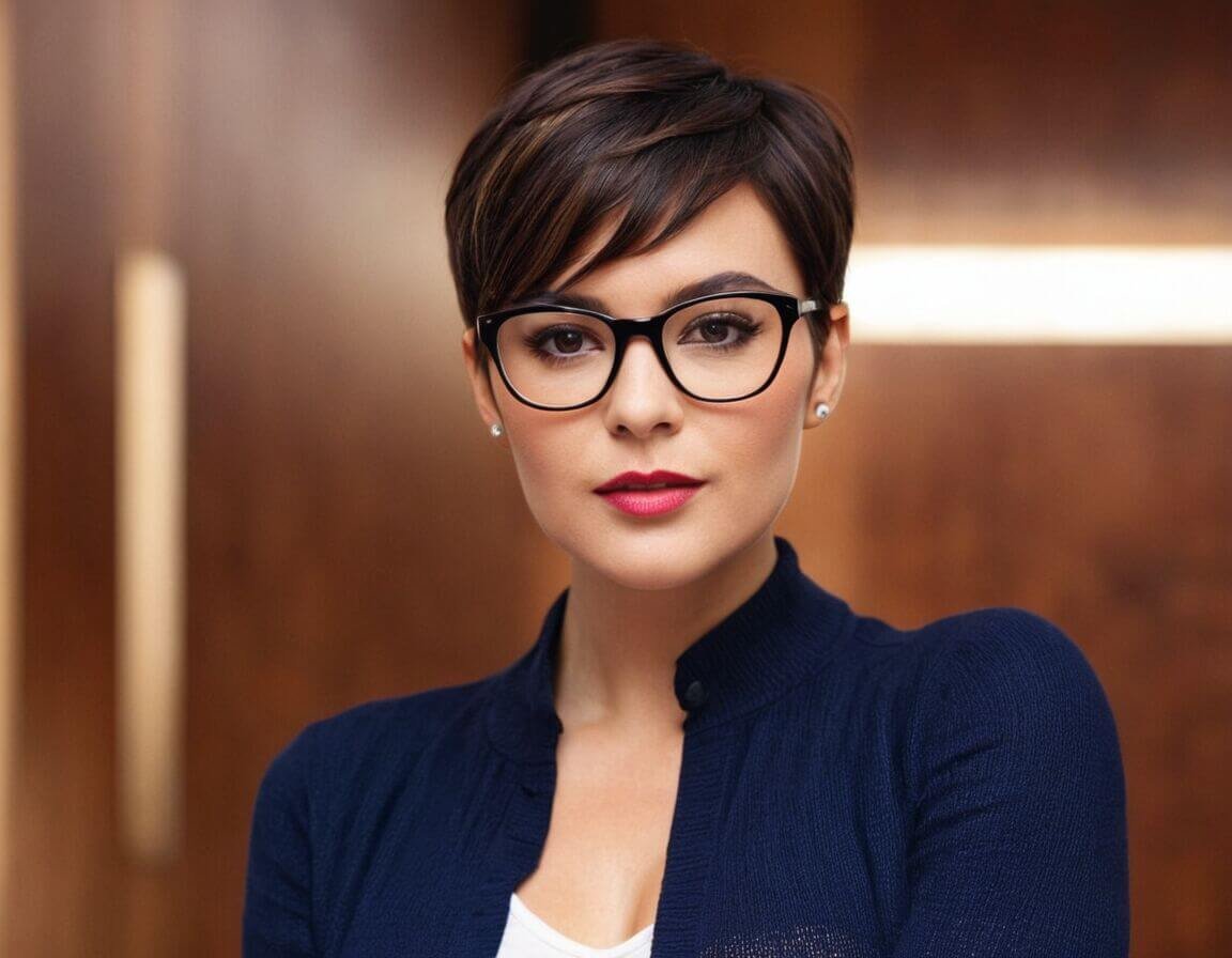 Freche Pixie Cut mit Brille: Der perfekte Look für modische Frauen